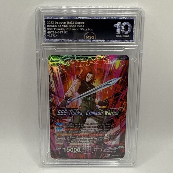 SSG Trunks, Crimson Warrior Leader BT16-097 UC Holo Foil Dragon Ball Graded 10 - Picture 1 of 2